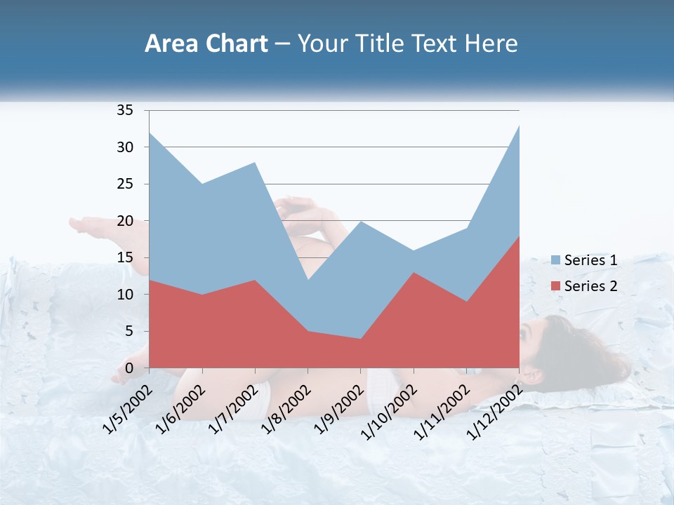 A Woman Laying On Top Of A Blue Bed PowerPoint Template