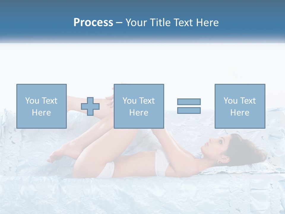 A Woman Laying On Top Of A Blue Bed PowerPoint Template