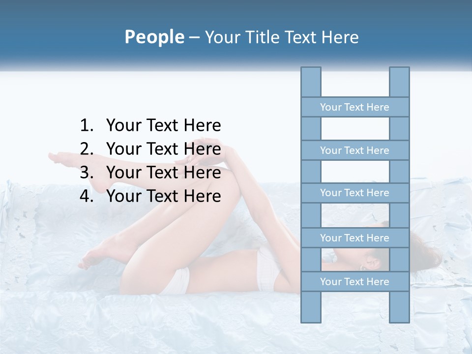 A Woman Laying On Top Of A Blue Bed PowerPoint Template