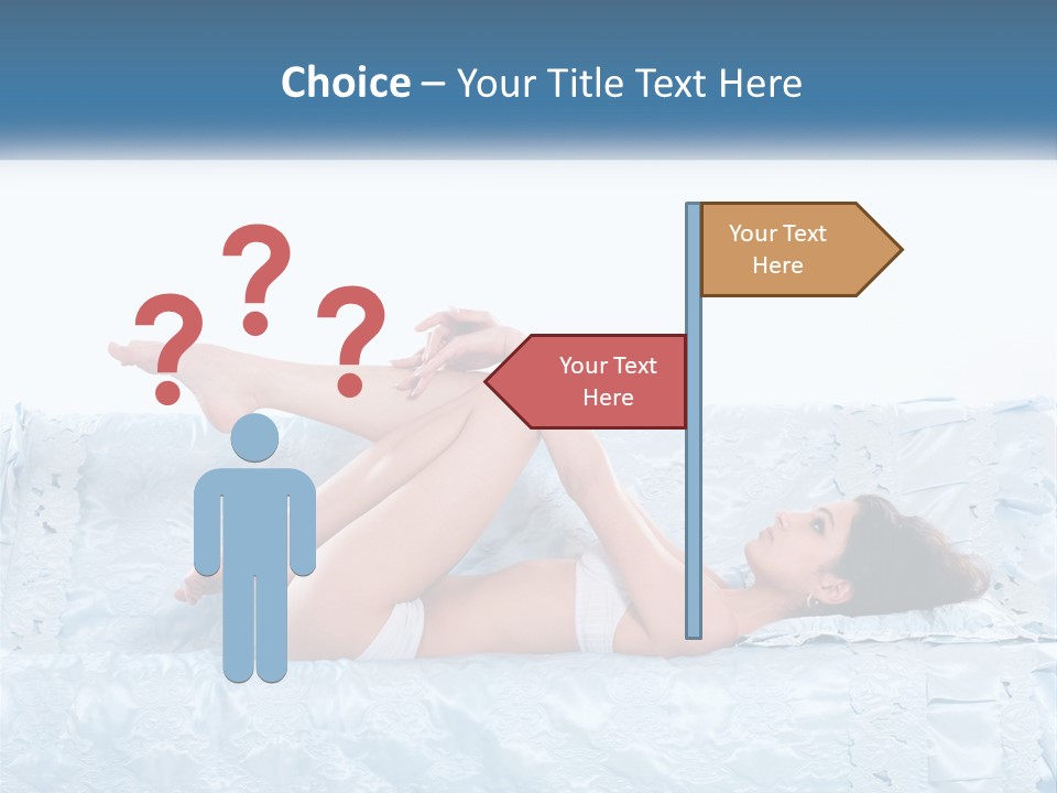 A Woman Laying On Top Of A Blue Bed PowerPoint Template