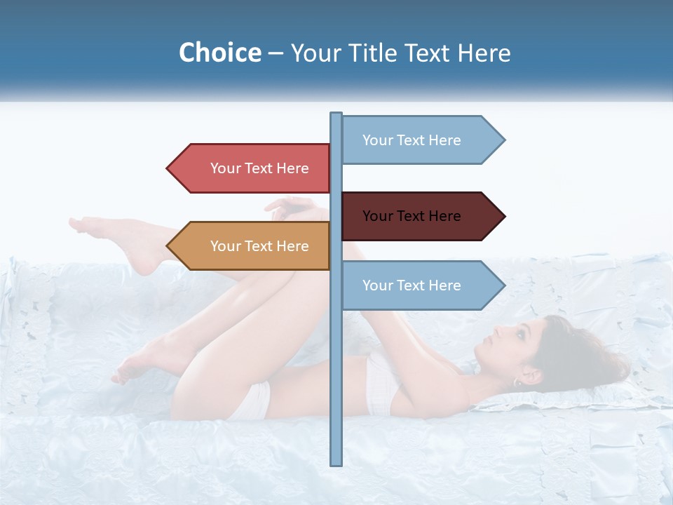 A Woman Laying On Top Of A Blue Bed PowerPoint Template