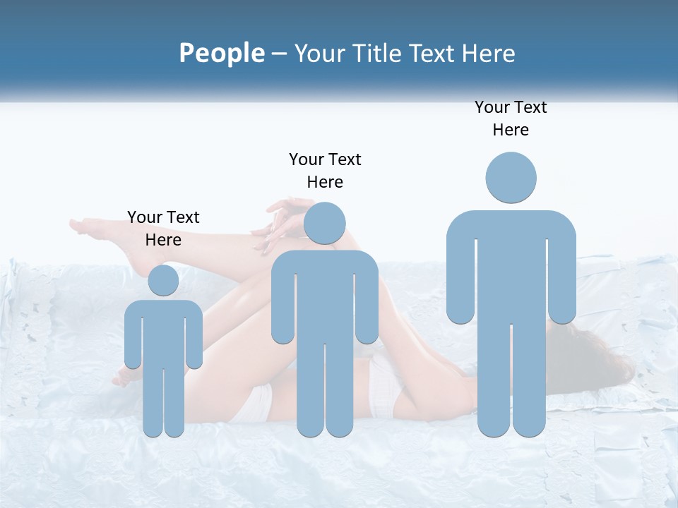 A Woman Laying On Top Of A Blue Bed PowerPoint Template
