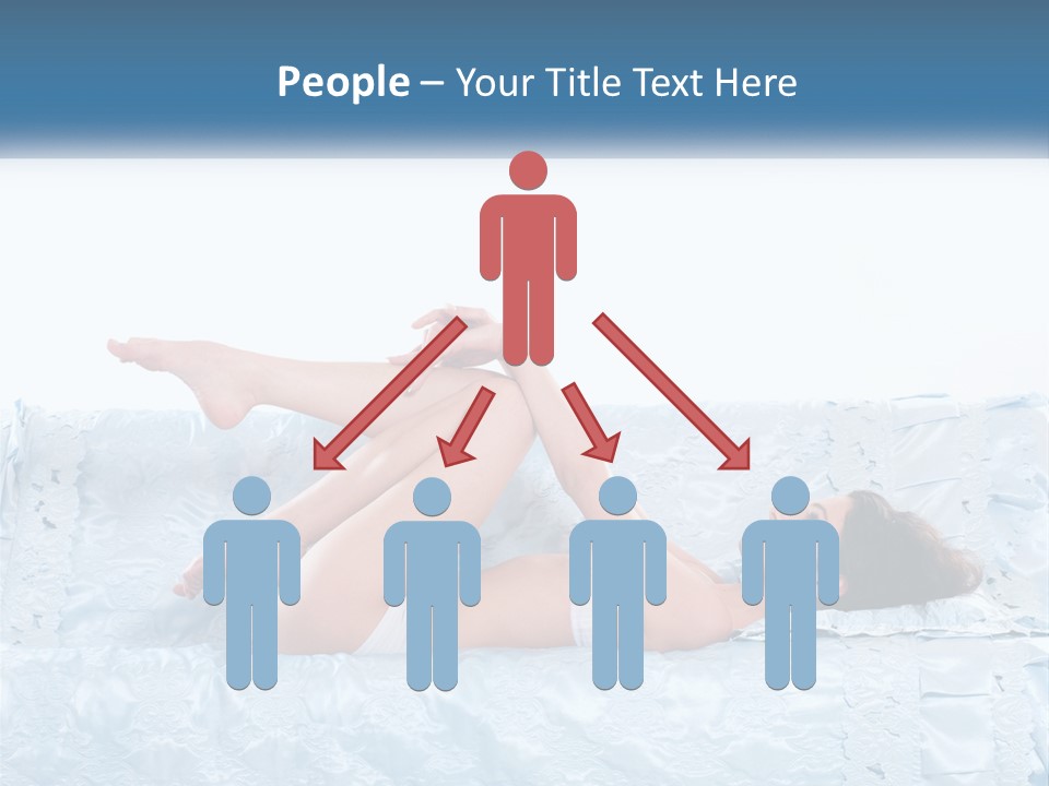 A Woman Laying On Top Of A Blue Bed PowerPoint Template