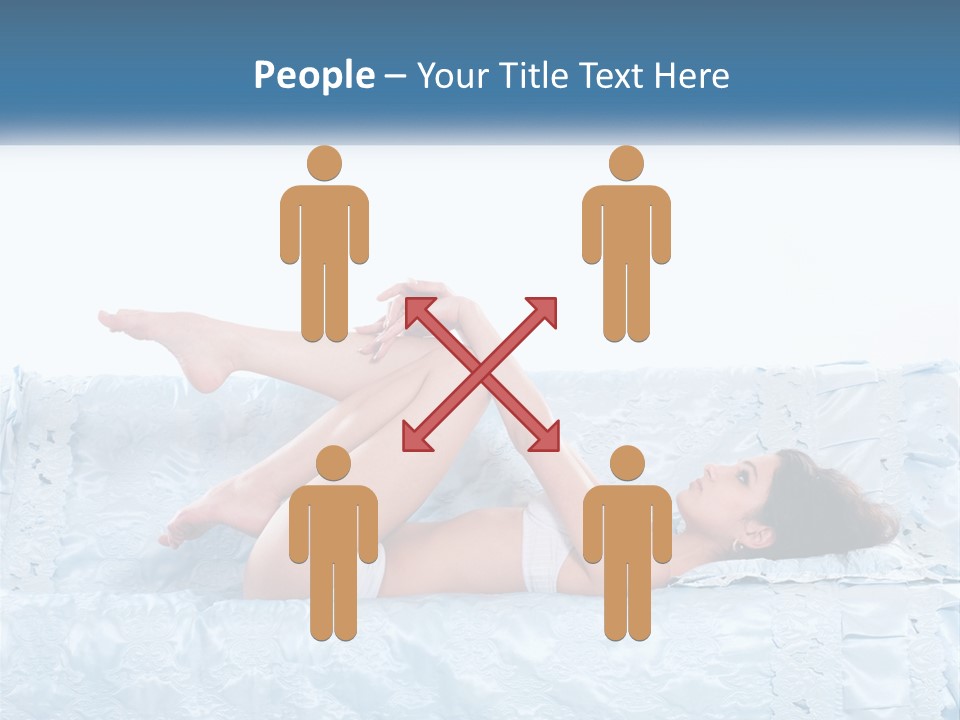 A Woman Laying On Top Of A Blue Bed PowerPoint Template
