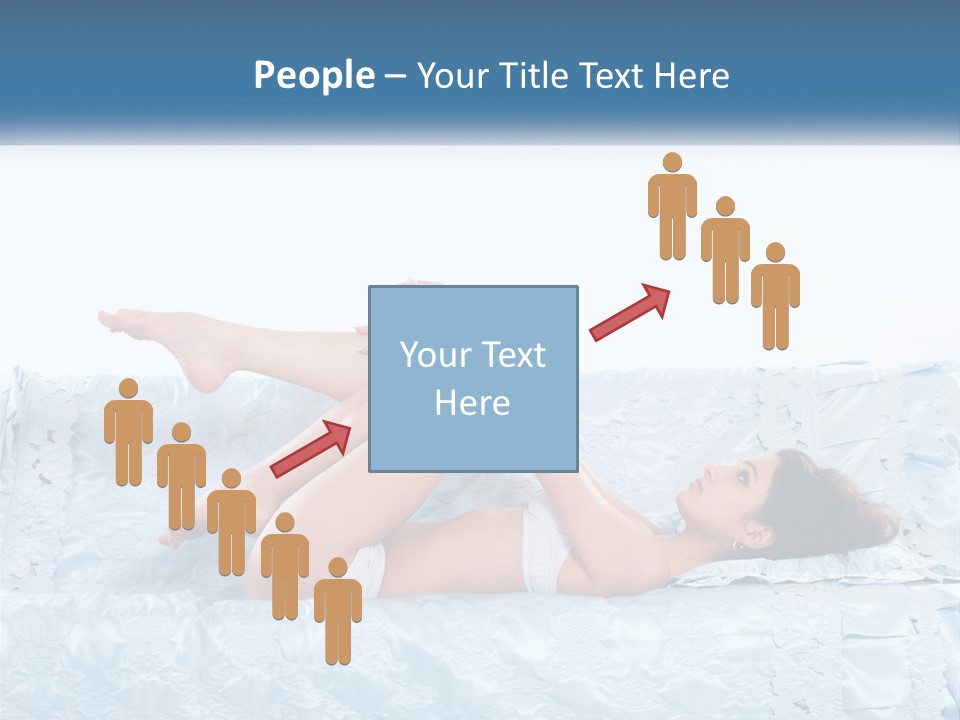 A Woman Laying On Top Of A Blue Bed PowerPoint Template