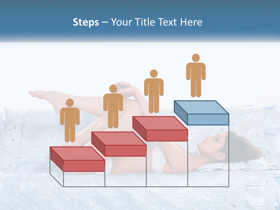 A Woman Laying On Top Of A Blue Bed PowerPoint Template