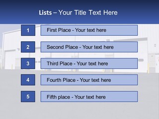 A Row Of Garage Doors In Front Of A Building PowerPoint Template
