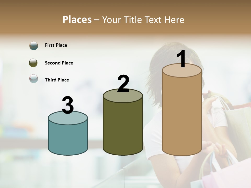 A Woman Talking On A Cell Phone While Holding Shopping Bags PowerPoint Template