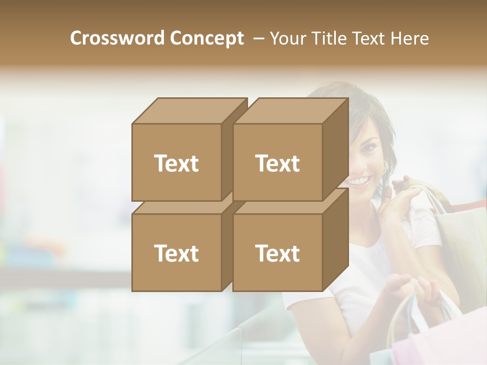 A Woman Talking On A Cell Phone While Holding Shopping Bags PowerPoint Template