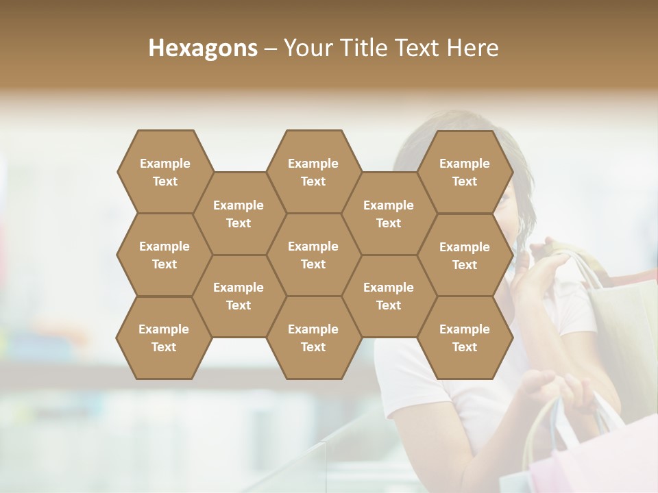 A Woman Talking On A Cell Phone While Holding Shopping Bags PowerPoint Template