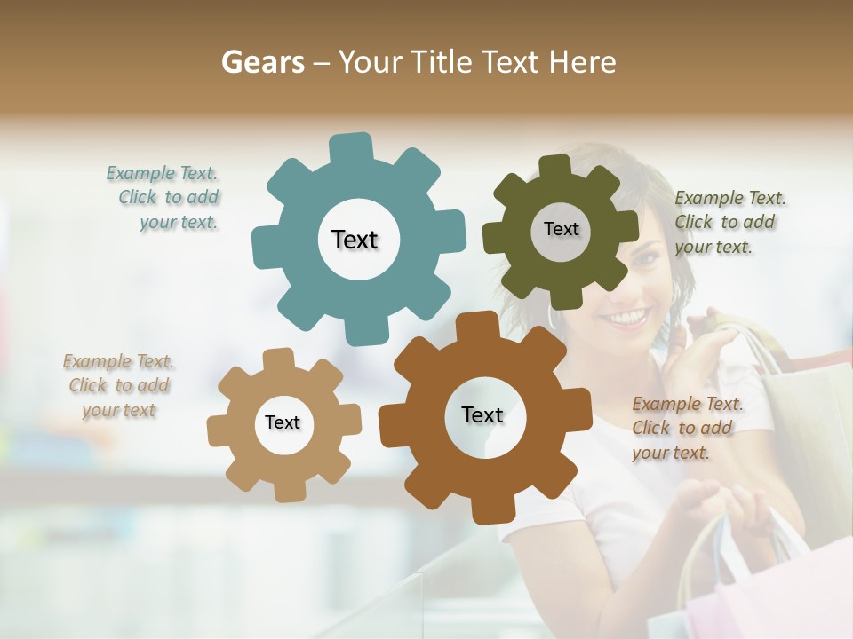 A Woman Talking On A Cell Phone While Holding Shopping Bags PowerPoint Template