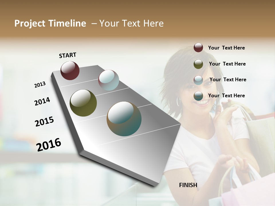 A Woman Talking On A Cell Phone While Holding Shopping Bags PowerPoint Template