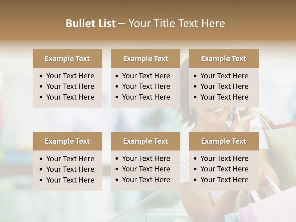 A Woman Talking On A Cell Phone While Holding Shopping Bags PowerPoint Template