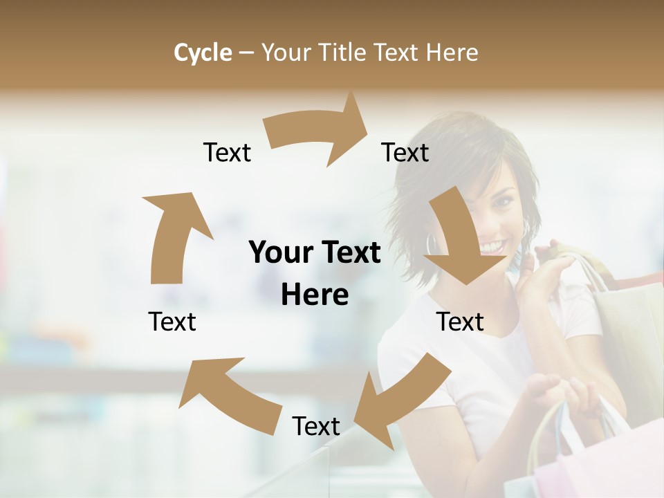 A Woman Talking On A Cell Phone While Holding Shopping Bags PowerPoint Template