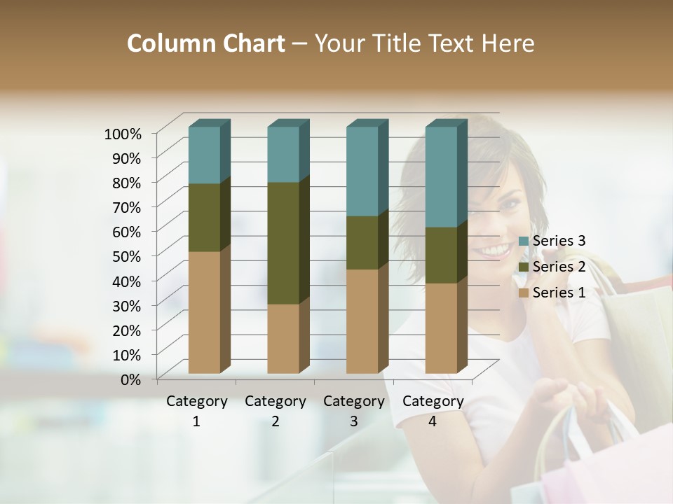 A Woman Talking On A Cell Phone While Holding Shopping Bags PowerPoint Template