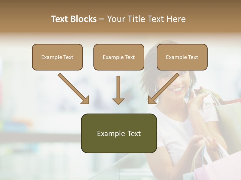 A Woman Talking On A Cell Phone While Holding Shopping Bags PowerPoint Template