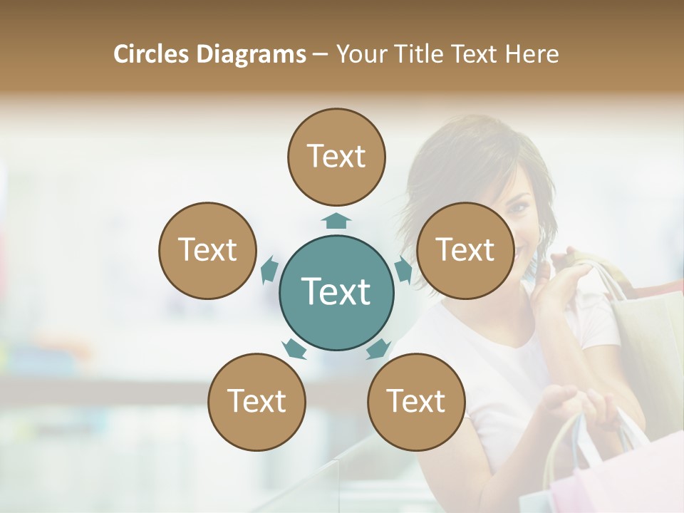 A Woman Talking On A Cell Phone While Holding Shopping Bags PowerPoint Template