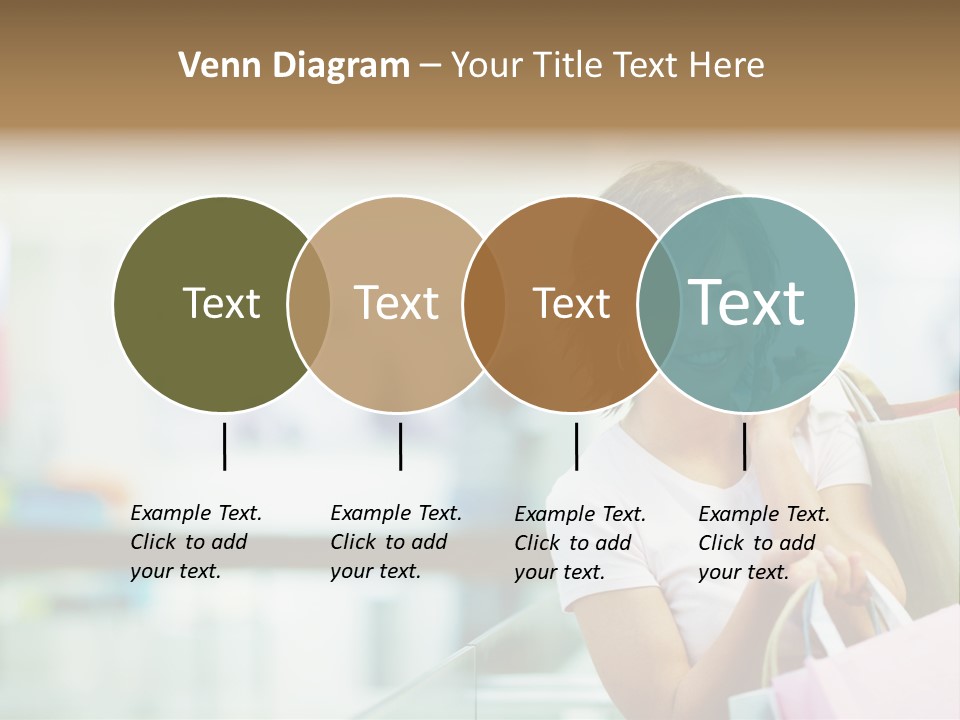 A Woman Talking On A Cell Phone While Holding Shopping Bags PowerPoint Template