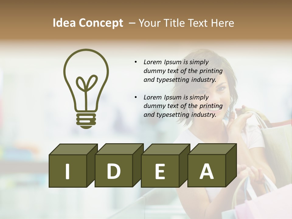 A Woman Talking On A Cell Phone While Holding Shopping Bags PowerPoint Template