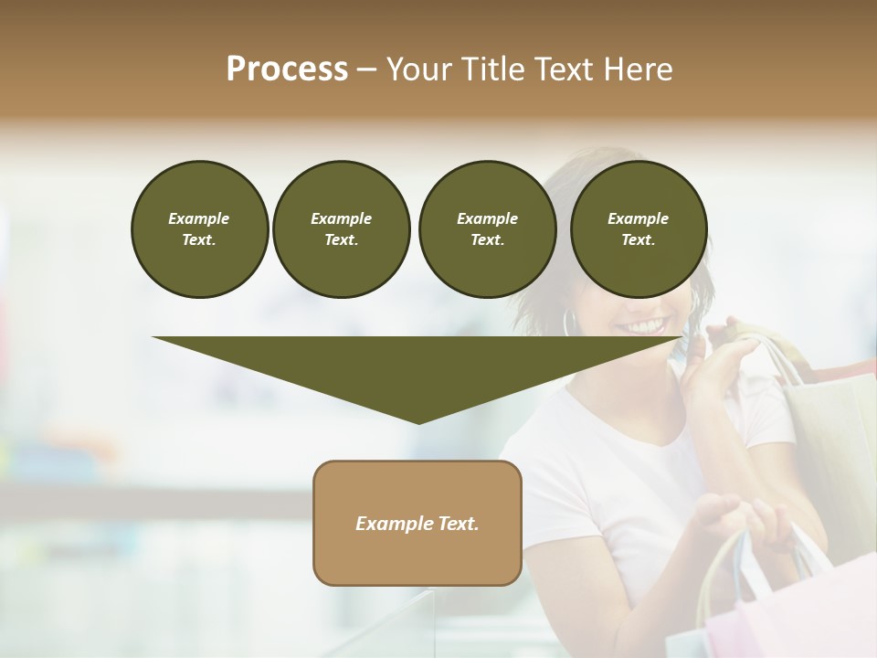 A Woman Talking On A Cell Phone While Holding Shopping Bags PowerPoint Template