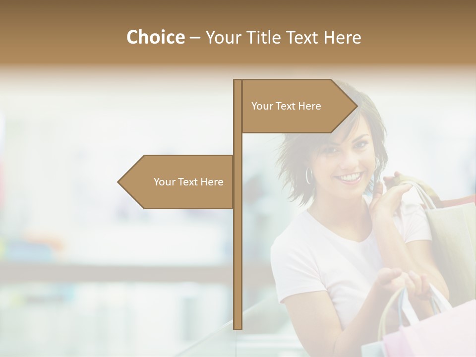 A Woman Talking On A Cell Phone While Holding Shopping Bags PowerPoint Template