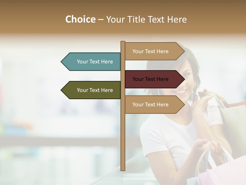 A Woman Talking On A Cell Phone While Holding Shopping Bags PowerPoint Template