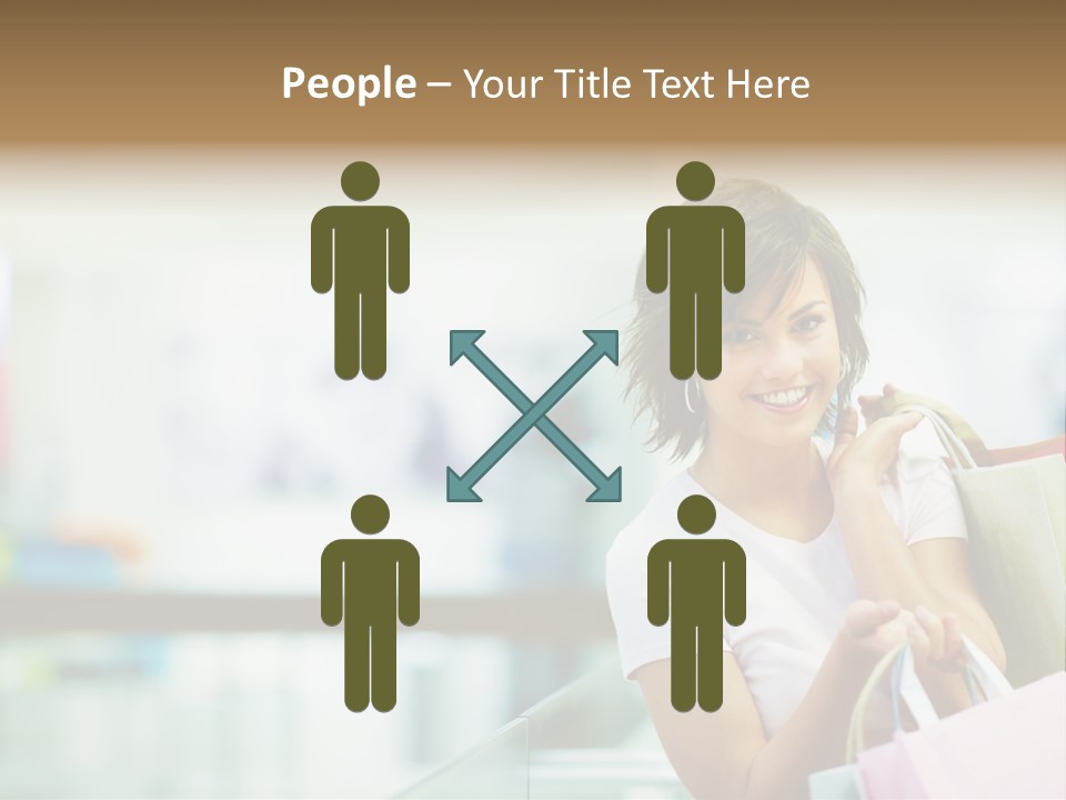 A Woman Talking On A Cell Phone While Holding Shopping Bags PowerPoint Template