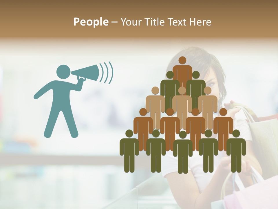 A Woman Talking On A Cell Phone While Holding Shopping Bags PowerPoint Template