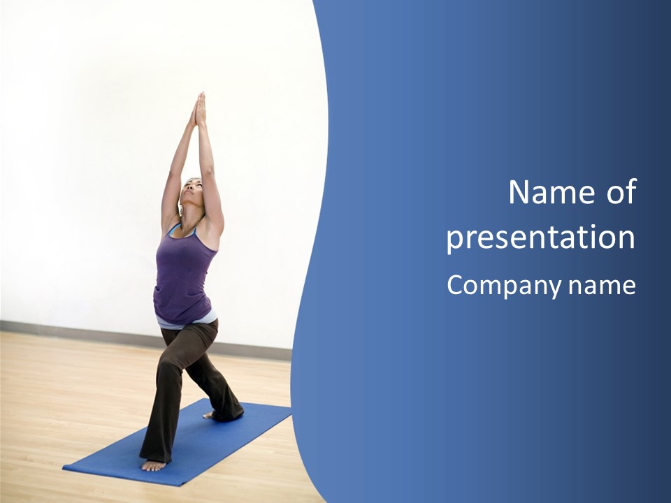 A Woman In A Yoga Pose On A Blue Mat PowerPoint Template