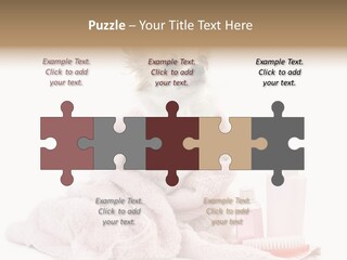 A Small Dog Is Wrapped In A Pink Towel PowerPoint Template