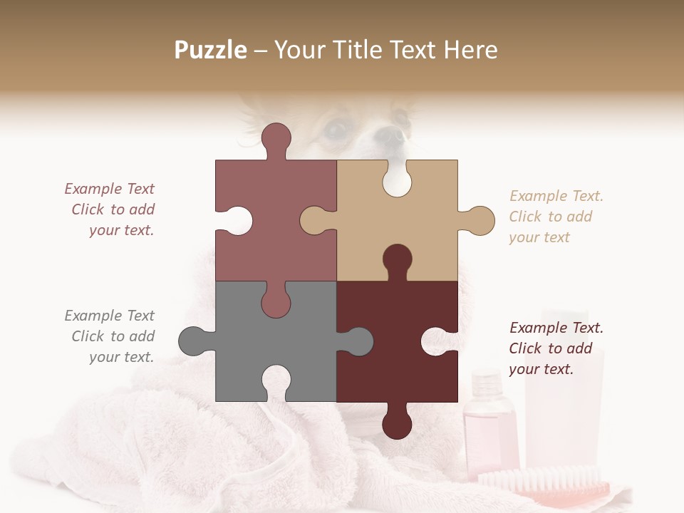 A Small Dog Is Wrapped In A Pink Towel PowerPoint Template