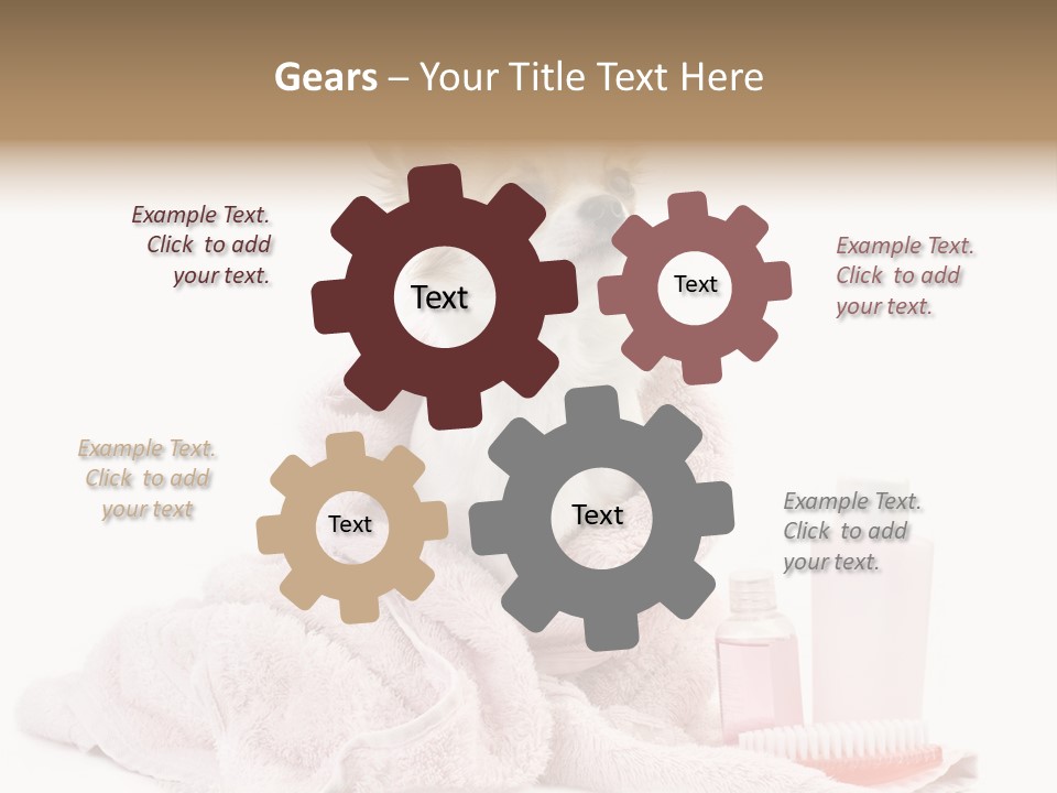 A Small Dog Is Wrapped In A Pink Towel PowerPoint Template