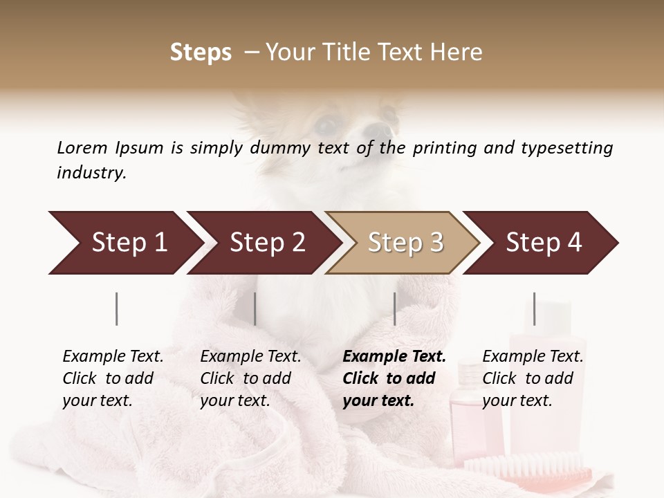 A Small Dog Is Wrapped In A Pink Towel PowerPoint Template