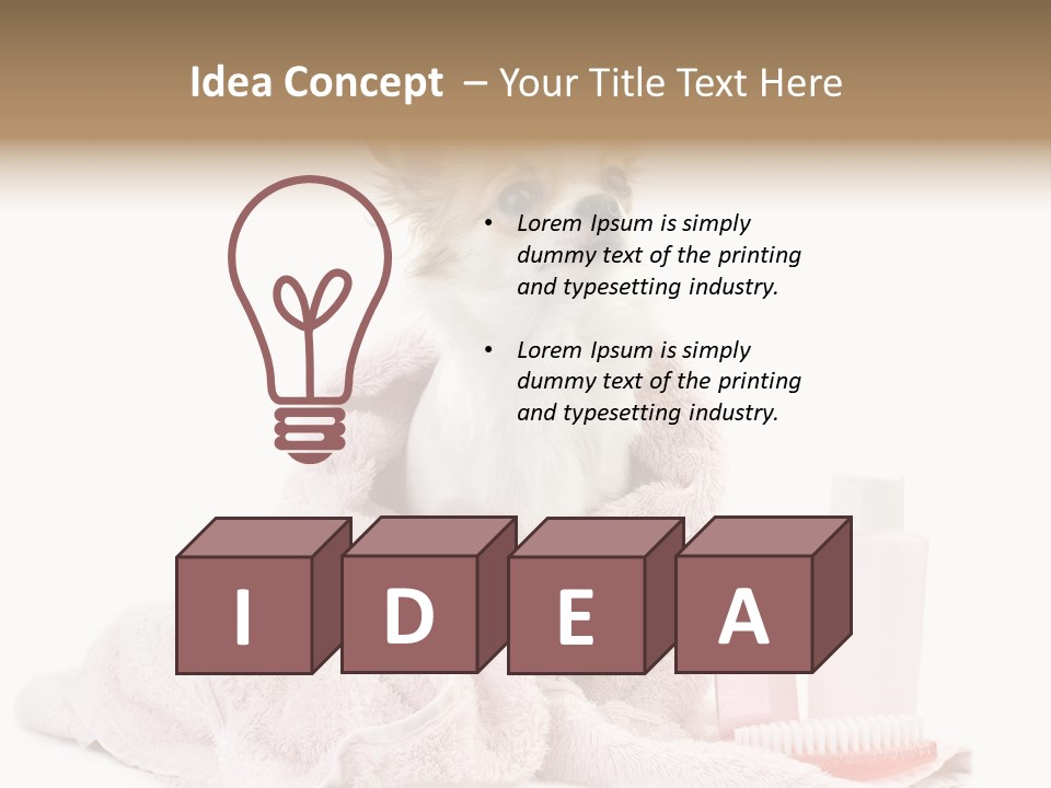 A Small Dog Is Wrapped In A Pink Towel PowerPoint Template