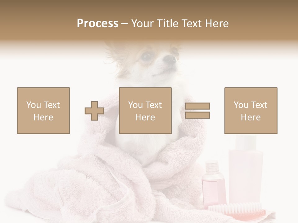 A Small Dog Is Wrapped In A Pink Towel PowerPoint Template