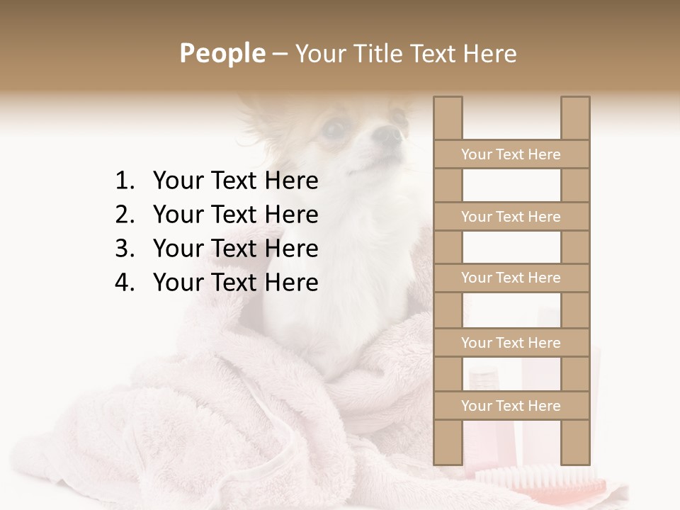 A Small Dog Is Wrapped In A Pink Towel PowerPoint Template