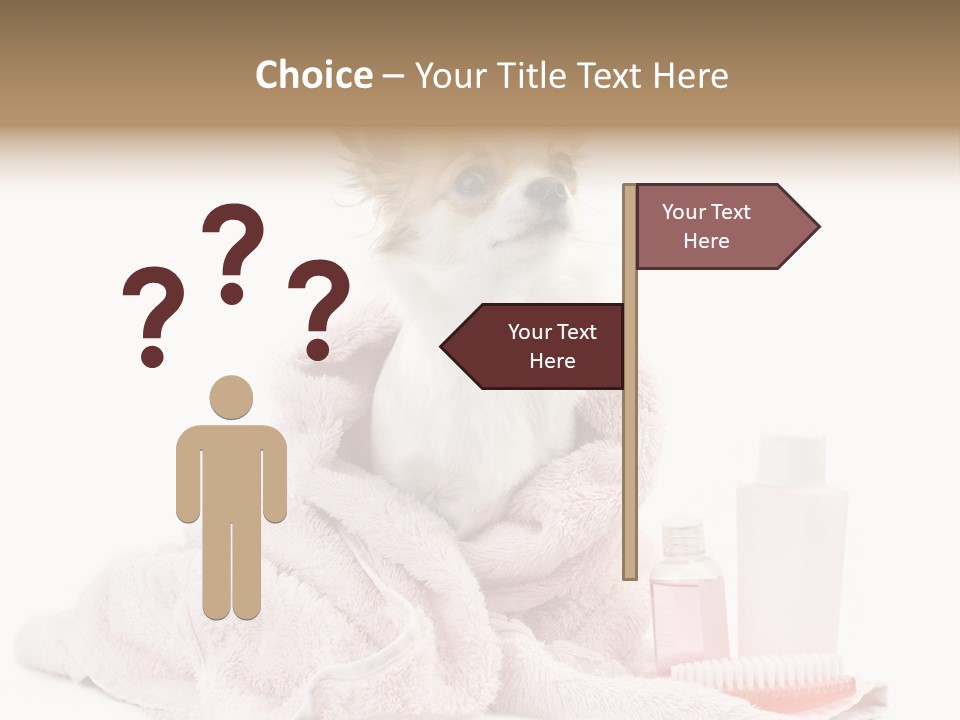 A Small Dog Is Wrapped In A Pink Towel PowerPoint Template