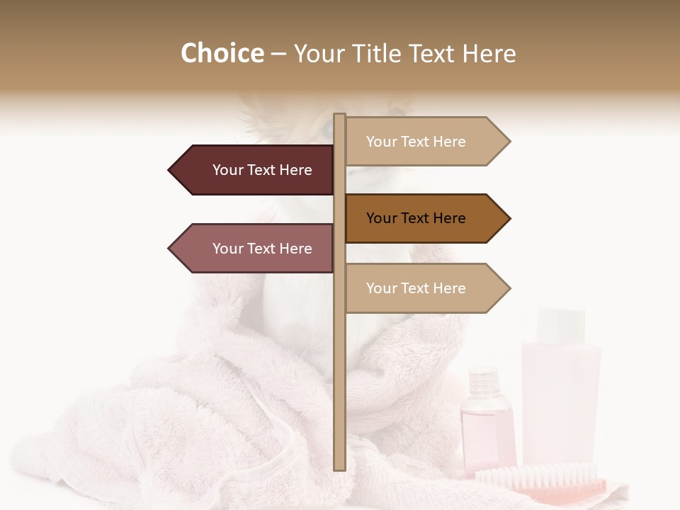 A Small Dog Is Wrapped In A Pink Towel PowerPoint Template