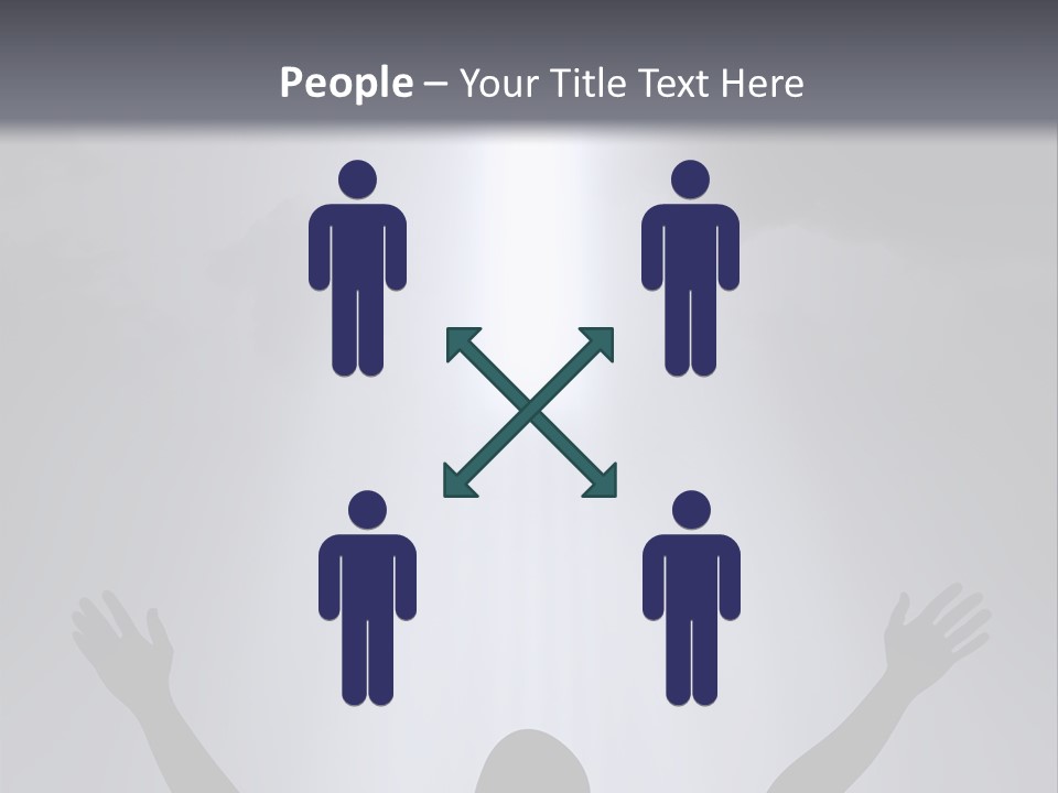 A Man Standing In Front Of A Cross With His Hands In The Air PowerPoint Template