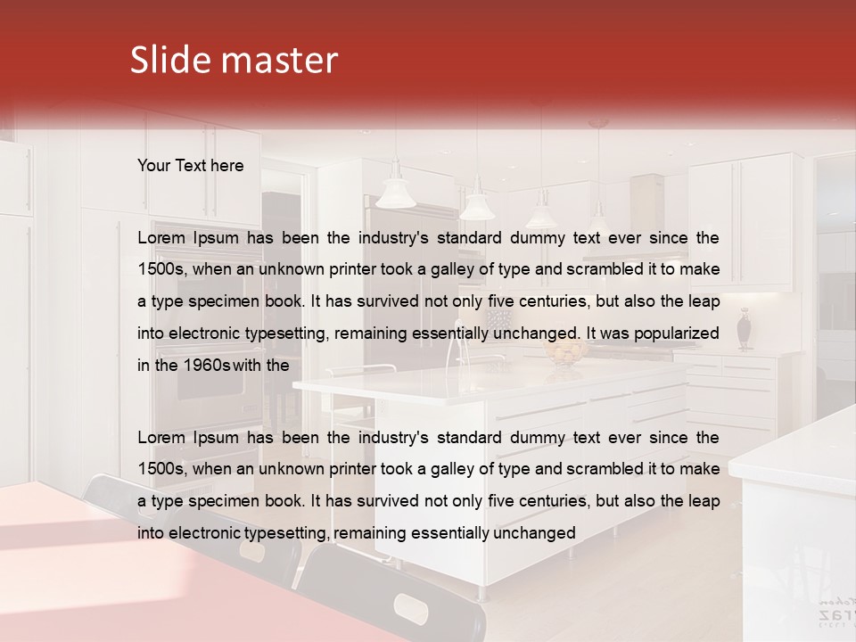 A Kitchen With A Table And Chairs In It PowerPoint Template