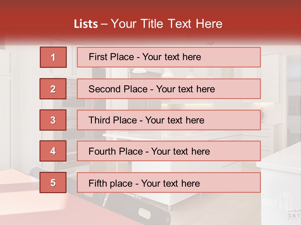 A Kitchen With A Table And Chairs In It PowerPoint Template