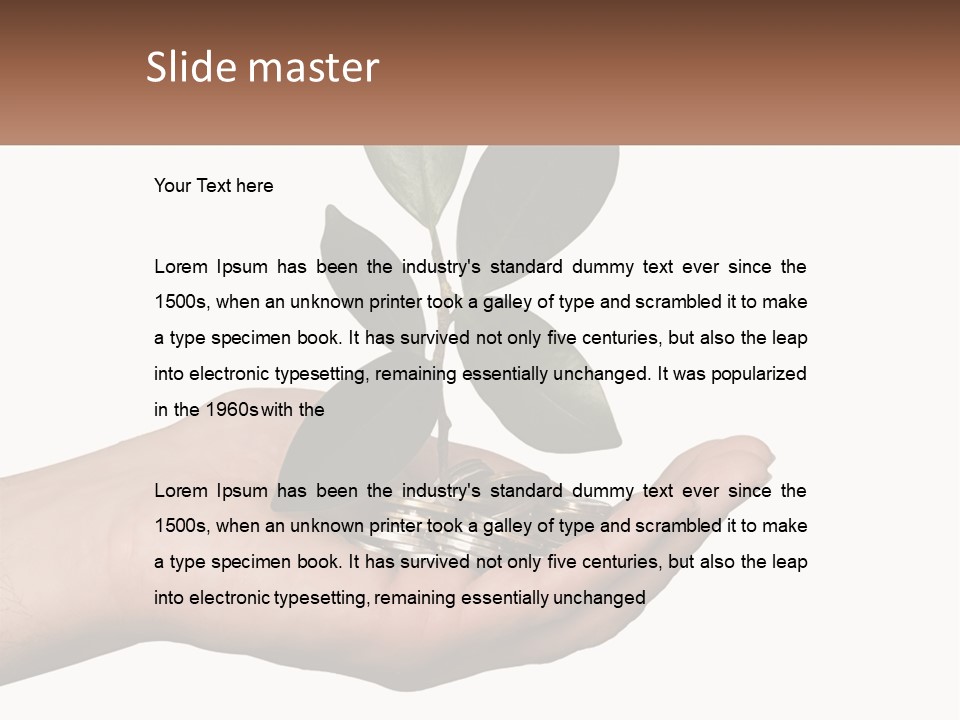 A Person Holding A Plant With Coins In Their Hands PowerPoint Template