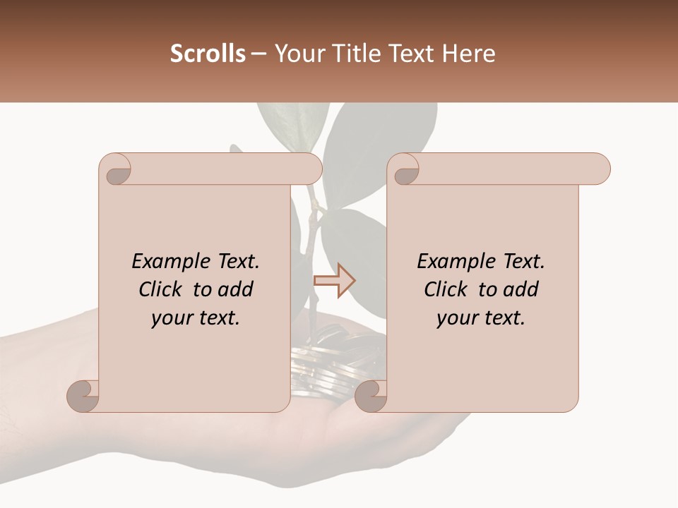 A Person Holding A Plant With Coins In Their Hands PowerPoint Template