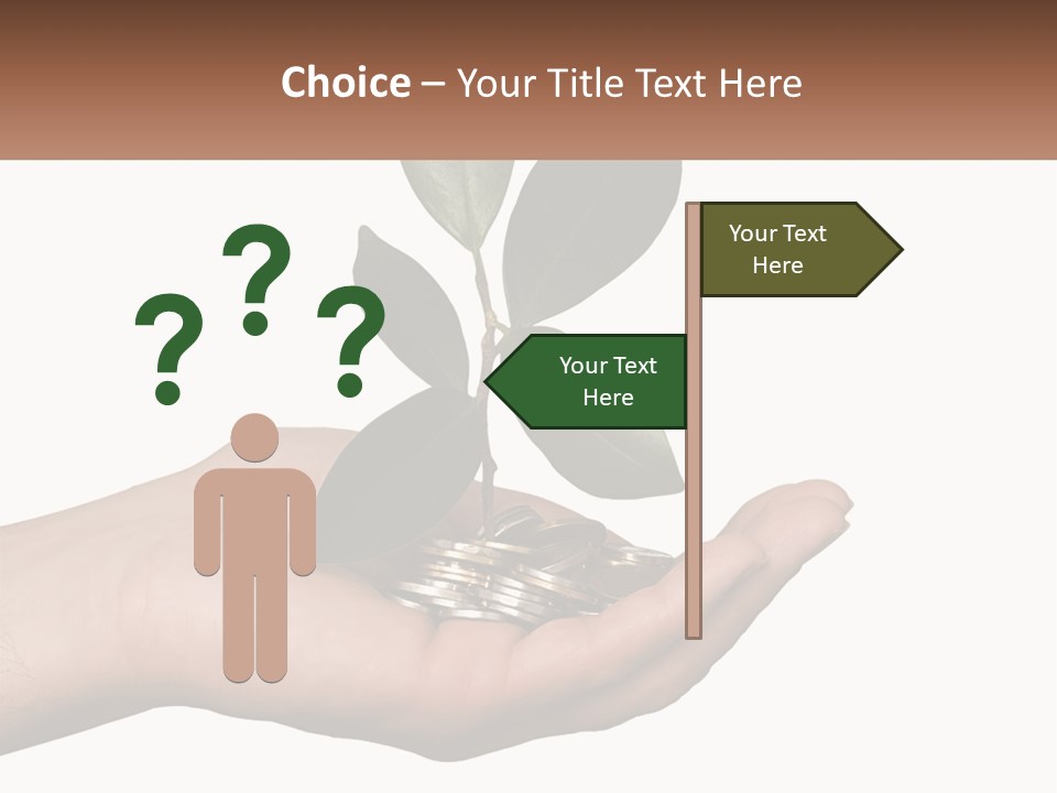 A Person Holding A Plant With Coins In Their Hands PowerPoint Template