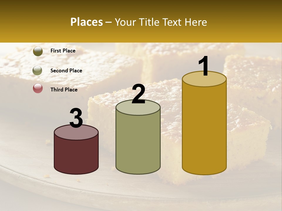 A Wooden Plate Topped With Pieces Of Cake PowerPoint Template