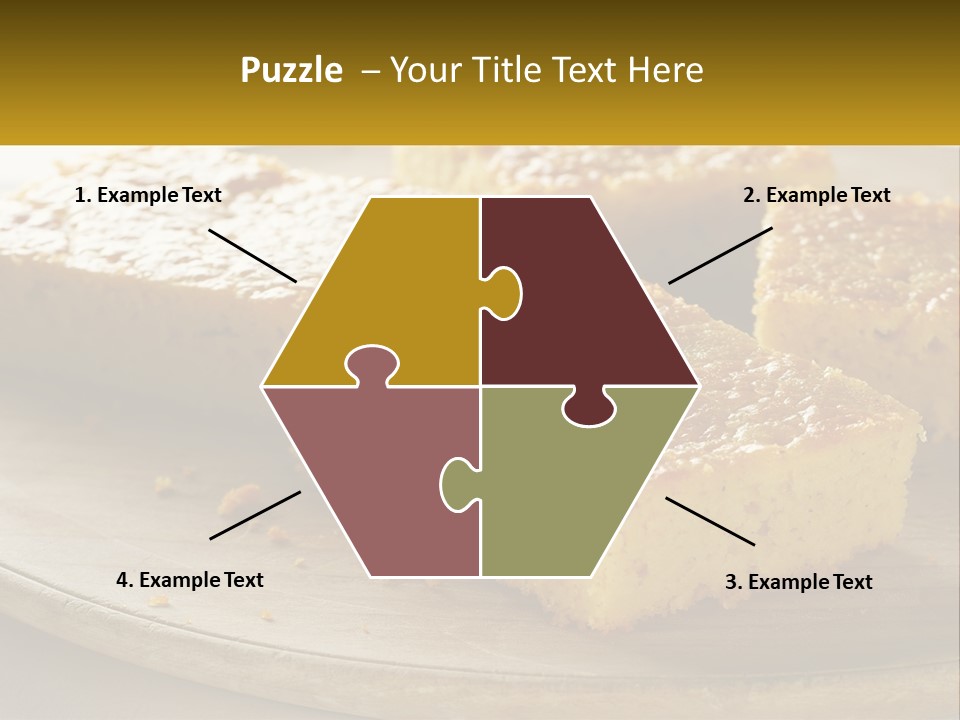 A Wooden Plate Topped With Pieces Of Cake PowerPoint Template