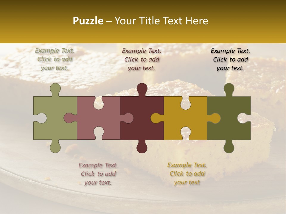 A Wooden Plate Topped With Pieces Of Cake PowerPoint Template