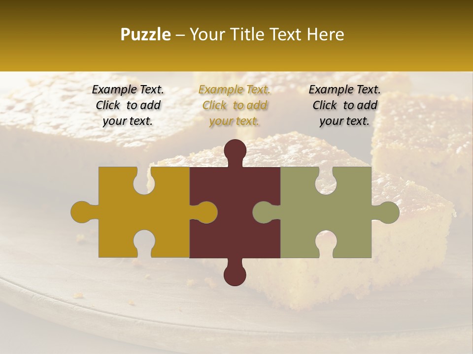 A Wooden Plate Topped With Pieces Of Cake PowerPoint Template
