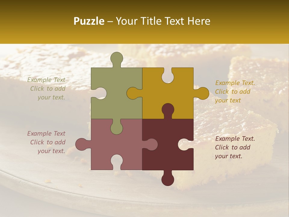 A Wooden Plate Topped With Pieces Of Cake PowerPoint Template