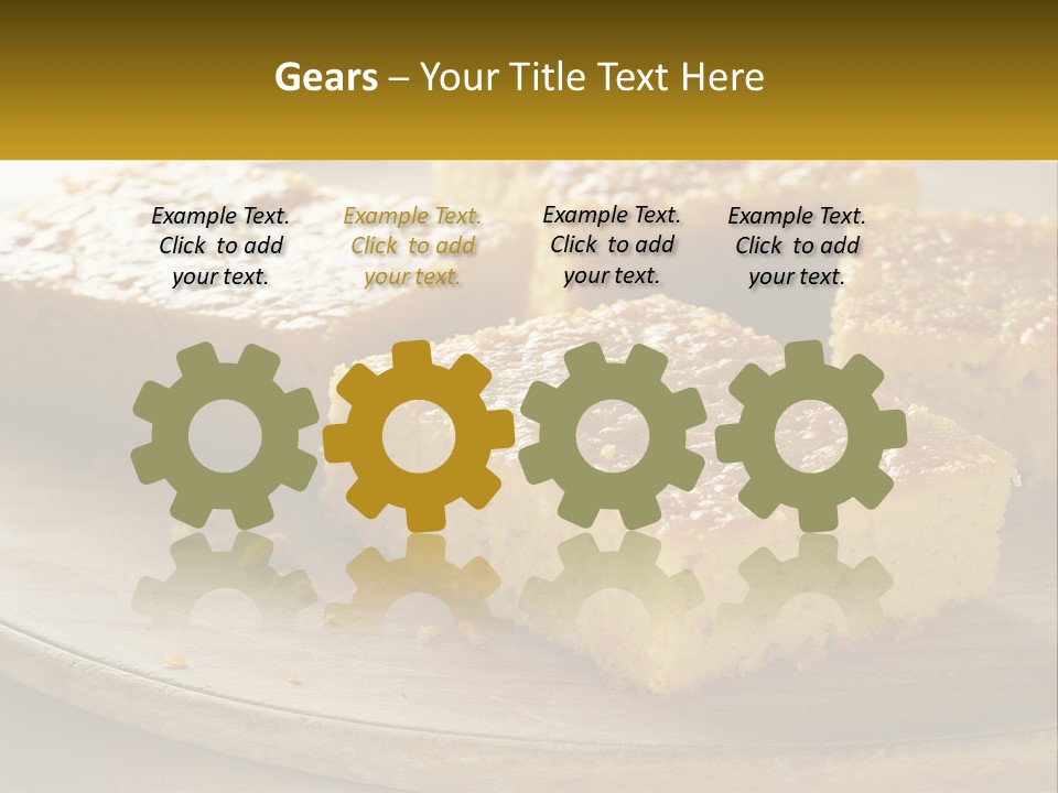 A Wooden Plate Topped With Pieces Of Cake PowerPoint Template